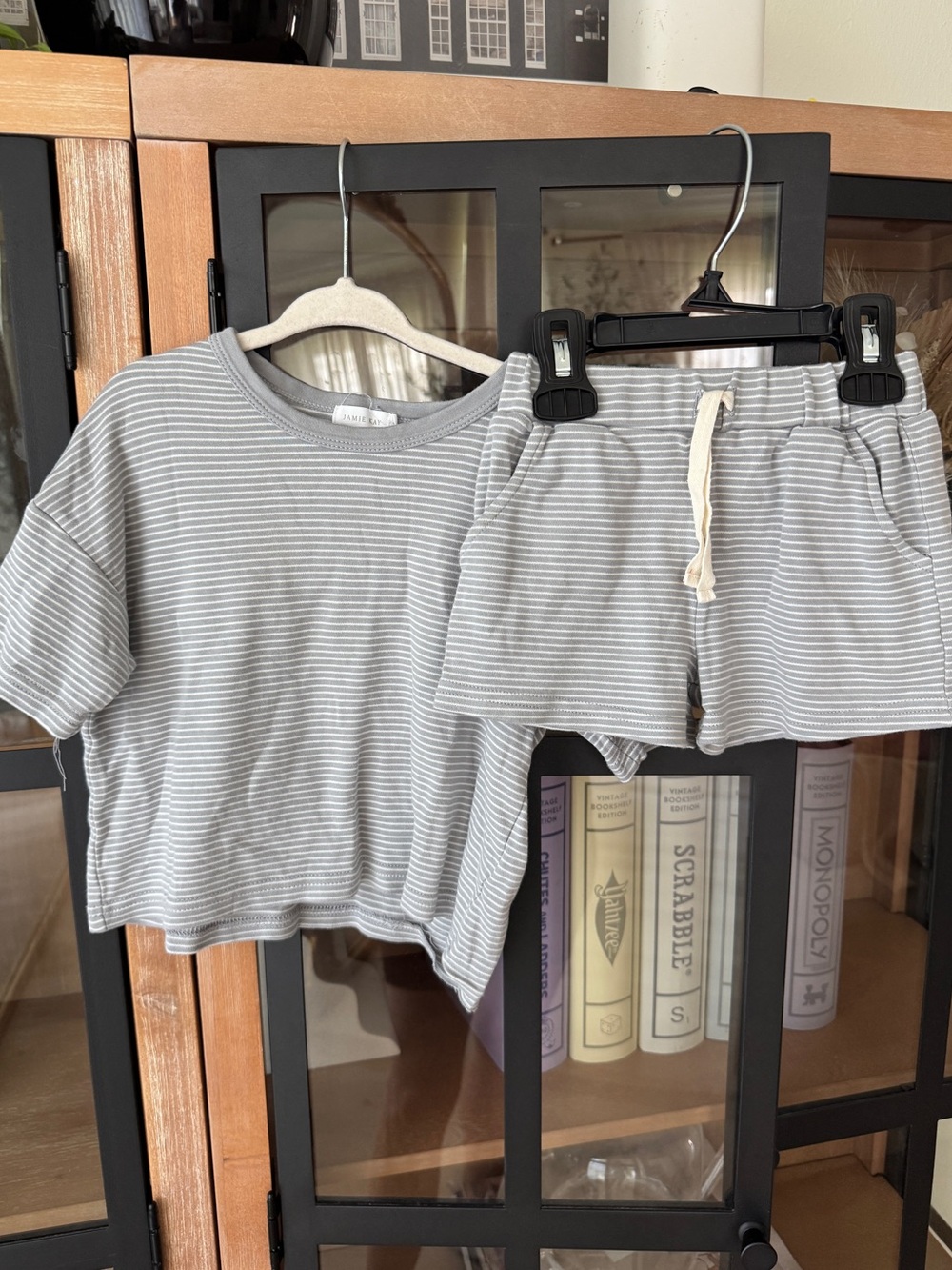 Jamie Kay set Brioche Cloud Striped Wesley Top tee Shorts pima cotton toddler